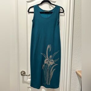 Double Paws Wear Hawaii Teal Sleeveless Sheath Dress with Scoop Neck XS